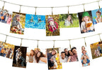2 Pack Chain Photo Clip Hanging Photo Display Wall Photo Display Metal Photo String with 12 Clips Wall-Mounted Picture Holder for Hanging Painting Family Photos Artworks (Gold Color)