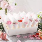 6 Set Wedding Confetti Cone Holder Box Each Includes 30 Pieces of Cone Papers and 30 Holes for 30 Confetti Cones Box Party Confetti Cone Kraft Stand Tray Box for Wedding Party Candy Flower(White)