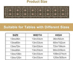 Vintage Boho Floral Table Runner, Rustic Country Farmhouse Brown Bohemia Flower Pattern for Home Kitchen Table Decor Dining Coffee Room Party Decor 13x90in