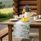 Sage Green Eucalyptus Cotton Linen Table Runner for Dining Kitchen, Farmhouse Leaves Wedding Outdoor Party Tablerunners Decoration Botanical Floral Dresser Scarf Coffee Tablecloth Runners 13x72 Inches