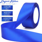 Blue Solid Satin Ribbon 1-1/2 Inch 25 Yards Solid Polyester Fabric Ribbon for Gift Wrapping Wedding Christmas Baby Shower Birthday Party Decoration Handmade Immortal Flower Craft