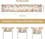 Spring Floral Bird Table Runner, Watercolor Pink Flower Plants Nature Butterfly Table Runner for Kitchen Dinner Living Room Home Party, 13x36 Inch