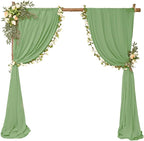 8 Panels Wedding Arch Draping Fabric 28" x 20Ft Wedding Arch Drapes Chiffon Fabric Drape Sheer Backdrop Curtain for Weddings Party Ceremony Birthday Arbor Drapery Reception Ceiling Décor(Sage Green)