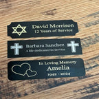 Custom Engraved Name Plates with Adhesive, Made in The USA, Personalized Pet Urn, Memorial Plaque, Picture Frame, Art Tag, Flag case (Silver Plate/Black Text, 2x4 Inch)