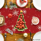 Artoid Mode Red Snowman Snowflake Let it Snow Winter Table Runner, Seasonal Christmas Kitchen Dining Table Decoration for Home Party Decor 13x60 Inch