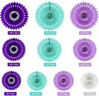 BEISHIDA Purple Lavender Blue Hanging Honeycomb Round Paper Fans Decoration Kit Tissue Paper Fan Garland for Baby Shower Girl Kid Birthday Under The Sea Wedding Party Supplies（11packs）