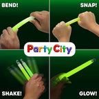 Party City Green Glow Sticks Bulk Pack 6”- 12pk Glow in the Dark Sticks for Kids, Waterproof Camping Survival Ultra Bright Emergency Light Stick with String, Neon Glowsticks Party Supplies Favors