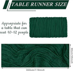 12 Pack Cheesecloth Table Runner 10Ft Christmas Gauze Boho Table Runners for Wedding Decor Bridal Shower Decorations Baby Shower Party(35" x 120")(Emerald Green)