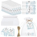 50 PCS Blue Flower Bridal Baby Shower Lip Balm Gift Baby Shower Favor Party Wedding and Engagement Party Bulk Lip Balm Thank You Gifts with Card Tags for Guests (blue flower)
