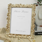 Cuspin 8x10 Picture Frame Vintage Gold Frames, Elegant Photo Frame with Glass Front, Palm Leaves Textured Hand-Crafted Resin Frame for Wall and Tabletop Display Home Decor
