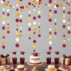 46 Ft Maroon Gold Party Decorations Burgundy Gold Beige Polka Dot Garland Hanging Paper Circle Dots Streamer for Maroon Garnet Graduation Birthday Anniversary Wedding Bridal Shower Party Supplies