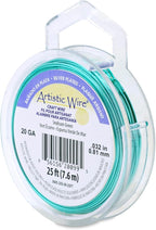 Artistic Wire, 20 Gauge Silver Plated Tarnish Resistant Colored Copper Craft Wire, Seafoam Green, 25 ft