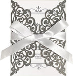 50Pcs Laser Cut Black Wedding Invitation With Glitter Envelopes And Ribbons Blank Personalized Card Invitaciones Para quinceañera Birthday Baby Shower Christmas Party Bridal Shower