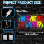 Game Room Neon Sign,Game Over Dimmable LED Light Signs for Wall Art Decor,Gamer Backdrop for Bedroom Club Party Man Cave,Gaming Gift for Boys Teen Men USB Powered（15.4"*7.9"）