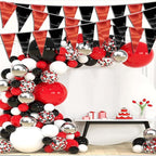 130FT Red Black Triangle Pennant Banner Flag Metallic Fabric Bunting Garland for Christmas Graduation Bachelorette Anniversary Birthday Engagement Wedding Anniversary Casino Party Decorations Supplies