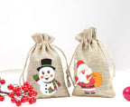 CCINEE 96pcs Christmas Burlap Gift Bags with Drawstrings Candy Goody Treat Bags with Double Jute Drawstrings 4X6 Inch