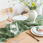 Asee'm 6pcs Cheesecloth Table Runner 120 Inches Sage Green Boho Gauze Cheese Cloth Runner 10FT Rustic Sheer Table Runners for Summer Wedding Baby Shower Holiday Party Decoration
