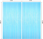 Macaron Light Blue Tinsel Backdrop Foil Fringe Curtains, 2Pack Fringe Backdrop for Birthday Door Decorations, Wedding Baby Shower, Party Supplies for Bachelorette, Graduation, Christmas, Disco Decor