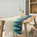 Misty Forest Table Runner,Foggy Blue Forest Landscape Table Runner for Kitchen Dining Table Home Party Decoration 13x120 Inch