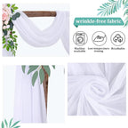 Wedding Arch Draping Fabric White Arch Drapes 4Panels Sheer Backdrop Curtain for Ceremony Wedding Arches Decor 19Ft Length x 28" Width