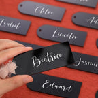 UNIQOOO 20 Pcs Black Acrylic Place Cards, 3.9x1.6 inches DIY Blank Hanging Tags, Perfect for Wedding Table Decor, Birthday, Centerpiece, Decoration, Party, Anniversary, Event