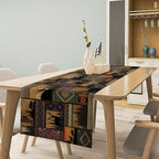Rustic Cabin Bear Aztec Table Runner, Retro Brown Bear Rustic Theme Geometry Decoration for Home Dinner Party Living Room Bedroom Table Runner 13x120 Inch