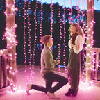 Brightown 300 LED Curtain Lights for Bedroom 9.8 FT Hanging Window Lights with Remote, Connectable, 8 Modes, Waterproof Fairy Lights for Outdoor Indoor Valentine's Day Christmas Holiday Party, Pink