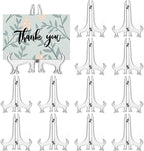 12 Pack 4 Inch Clear Plastic Easels or Stand/Plate Holders to Display Pictures or Other Items at Weddings, Plate Stands for Home Decoration, Birthdays, Tables
