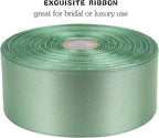 Sage Green Solid Satin Ribbon 1-1/2 Inch 50 Yards Solid Polyester Fabric Ribbon for Gift Wrapping Wedding Christmas Baby Shower Birthday Party Decoration Handmade Immortal Flower Craft
