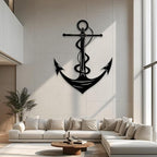 XXQ Anchor Metal Wall Decor - Antique Anchor Wall Art for Bedroom & Living Room - Farmhouse Decor (Black, 20" x 30")