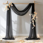 Black Wedding Arch Draping Fabric 2 Panels 19 FT Arch Drapes Sheer Backdrop Curtains Panels for Wedding Ceremony Party Ceiling Decoration