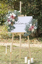 Wedding Sign Faux Flower Swag (Pack of 2) for Ceremony Party Reception Entrance Floral Decor Wall Easel Stand for Wedding Poster Welcome Sign (Champagne&Dusty Rose)