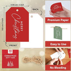 Elegant Christmas Gift Tags with String, 48 Premium Holiday Labels to Personalize Your Presents & Gift Bags, Christmas Tags for Xmas