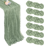 6 Pack Sage Green Table Runner 10ft Boho Gauze Fabric Cheesecloth Table Runner 35 x 120 Inch Rustic Sheer Runner for Wedding Centerpiece Decor Baby Shower Party Table Decorations