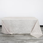 YOUR CHAIR COVERS - 90 x 156 inch Rectangular Crinkle Taffeta Tablecloth - Ivory