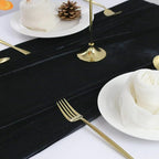 Luxurious Velvet Table Runner, 10ft Wedding Reception Decorations, 20x120inch Soft Velvet Fabric, Table Linen Overlay, Wedding Table Runners (Black, 20X120inch, 5pack)