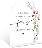 Boho Floral Wedding Fan Sign, 6 x 8 Inch White Arch Acrylic Wedding Sign with Holder, Wedding Sign for Ceremony and Reception, Wedding Decoration, Wedding Supplies - BX23