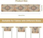 Bohemia Orange Table Runner, Rustic Farmhouse Vintage Geometric Floral Print Table Cover for Home Kitchen Dining Table Party Decor, 13x120inch
