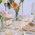 DARJEN Clear Ribbed Tealight Votive Candle Holders Set of 10- Tea Light Candle Holder Glass for Table Centerpiece, Engagement Parties, Birthday Parties & Wedding Shower