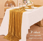 Velvet Table Runner 20 x 120 Inches 10ft Luxurious Thick Soft Velvet Christmas Thanksgiving Wedding Reception Table Runner for Party Reception Decorations(Gold, 6 Pack)