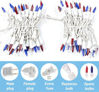 4th of July Decorations Lights Red White & Blue 200 Count 40 Feet Patriotic Mini String Lights Waterproof Independence Day for Indoor Outdoor Christmas Party Patio Memorial Day Décor
