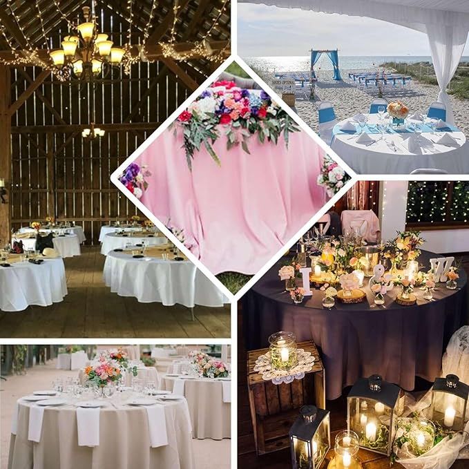 Efavormart Round Tablecloth, 108 Inch Stain & Wrinkle Resistant Washable Table Cloth, Decorative Polyester Fabric Table Cover for Banquet, Wedding, Dining- Blue
