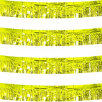 4 Pack Total 40 Feet Foil Fringe Garland Metallic Wall Hanging Drapes Tassel Skirting Tinsel Streamers Decorations for Parade Float Trailer Mardi Gras Party Birthday Wedding (Gold)
