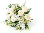 Artificial Flowers Fake Peony Silk Mini Plastic Bridal Flowers for DIY Wedding Bouquets Home Decorations 4 Packs(Cream)