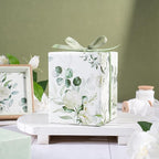 RUSPEPA Reversible Floral Wrapping Paper for Women Girls, Mini Roll, Elegant Flower Greenery and Sage Green Gift Wrap Paper for Wedding, Birthday, Bridal Shower, Mother's Day, 17 Inches x 16.4 Feet