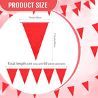 Tatuo 200 Feet Solid Pennant Banners Flags String Triangle Hanging DIY Bunting Flags Party Decorations for Grand Opening Party Banners for Kids Birthday, Shops (Red)