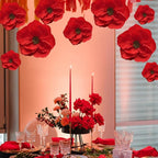 BRT Bearingshui Red Paper Flowers Decoration for Wall Total 9 Pcs, Artificial Flowers for Wedding Decor,Flower Backdrop Decor, Baby Bridal Shower Birthday Party, Red 3D Wall Flowers Decor
