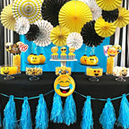 ADLKGG Party Hanging Paper Fans Set, Yellow Round Pattern Paper Garlands Decoration for Birthday Wedding Graduation Events Accessories, Set of 6