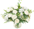 Artificial Flowers Fake Peony Silk Mini Plastic Bridal Flowers for DIY Wedding Bouquets Home Decorations 4 Packs(Cream)