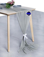 MDS Halloween Chiffon Table Runner - 5 Pack, 29 x 170 Inches, 14ft Each - Sheer Spooky Table Runners for Haunted House Parties, Trick-or-Treat Tables, Witchy Décor, Wedding & Events - Gray